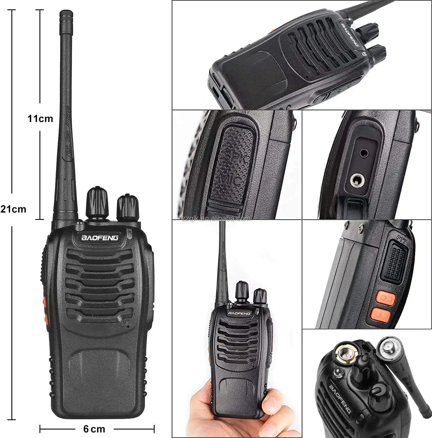 Baofeng-Interfono inalámbrico de largo alcance para exteriores, radio de dos vías, walkie-talkie de 400-470MHZ, Uhf, color negro