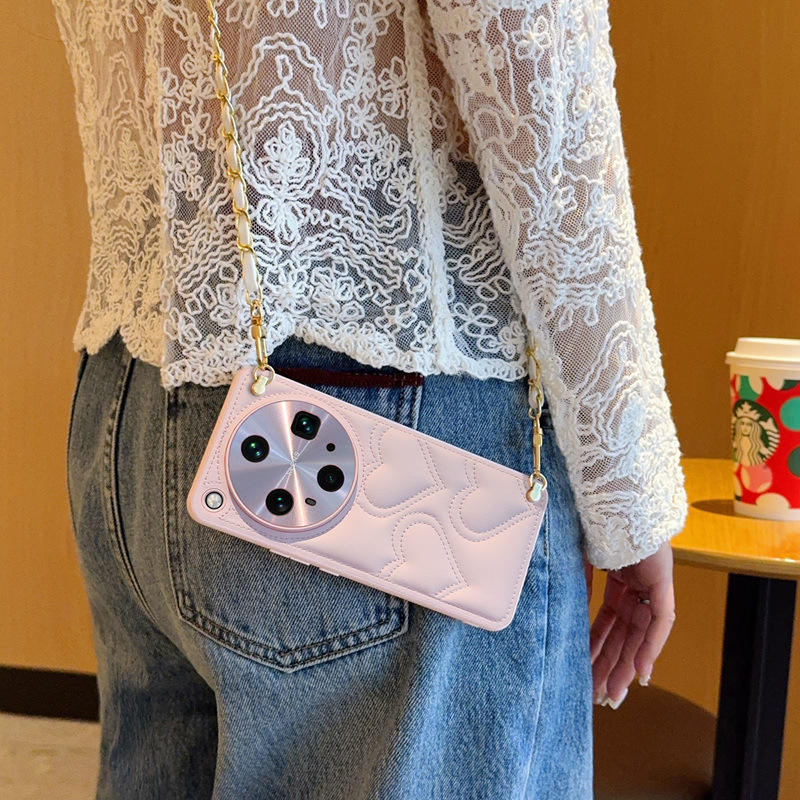 White Crossbody Backpack Chain+pink case