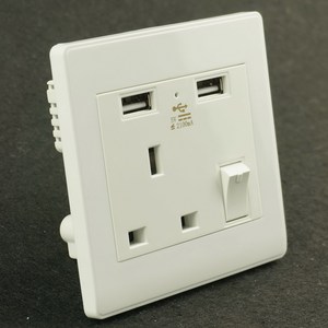 Enchufe USB británico con botón de Control, enchufe único del Reino Unido y doble toma USB, enchufe de pared de 3 pines 2 toma USB con botón de Control - Product Image 2