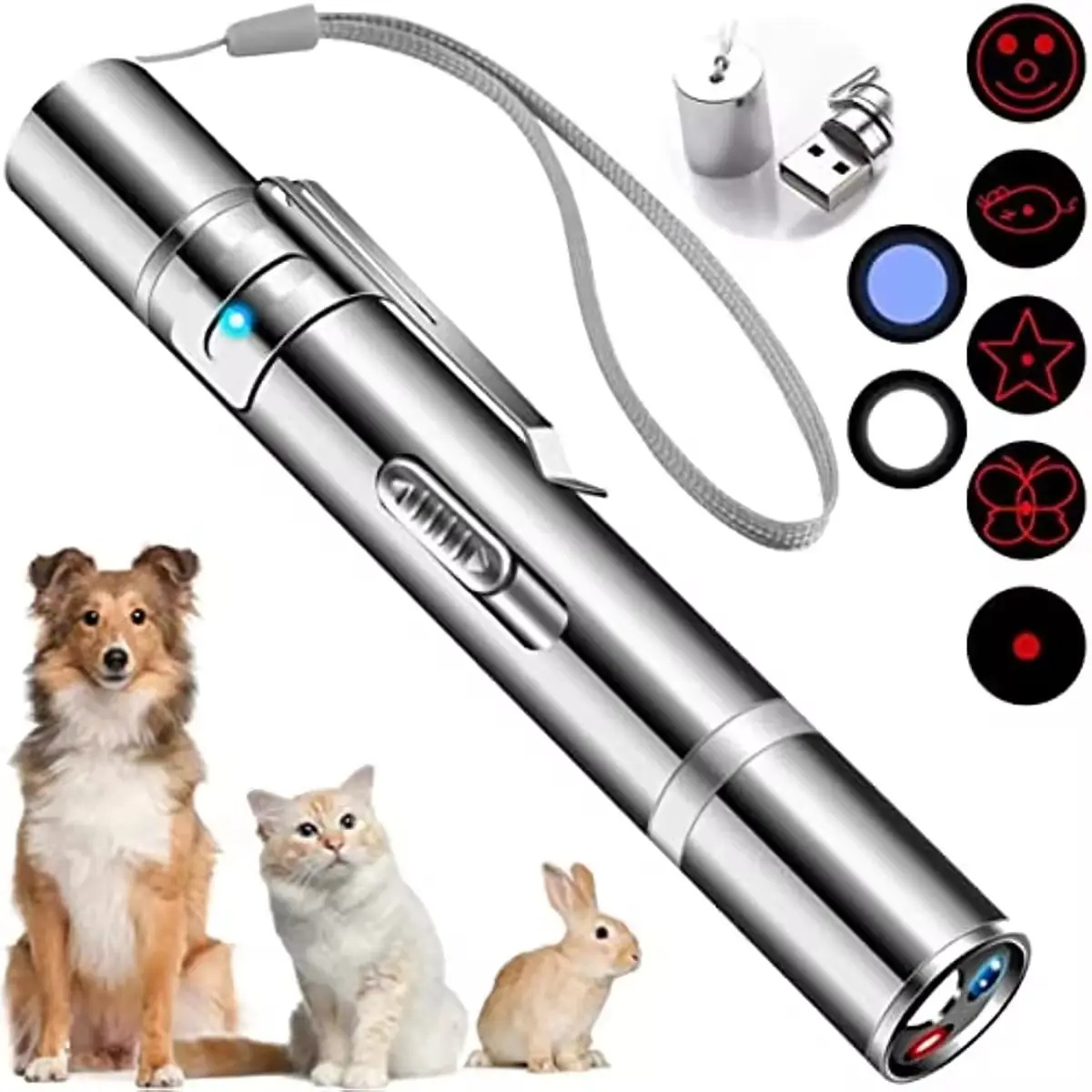 Puntero láser para gatos, juguetes para gatos de interior, gatito, bolígrafo láser, USB juguete con carga, puntero de luz LED para interiores, juguete interactivo para gatos y gatitos