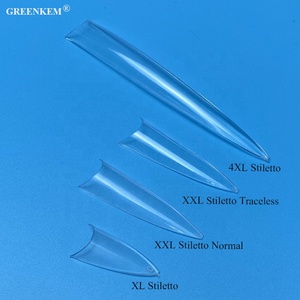 เล็บปลอม500ชิ้น,เล็บปลอม ABS ครึ่งฝา XXL ใสปลายเล็บ Stiletto 4XL ชิ้นกล่อง No C Curve - Product Image 1