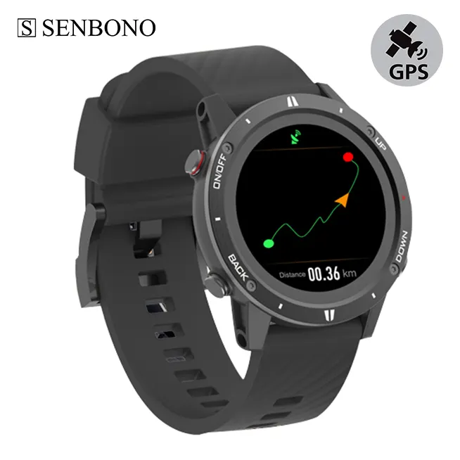 SENBONO G5 ساعة ذكية رياضية خارجية GPS 5ATM السباحة بوصلة الغوص ارتفاع الصيد وسائط رياضية متعددة GPS ساعة ذكية للرجال