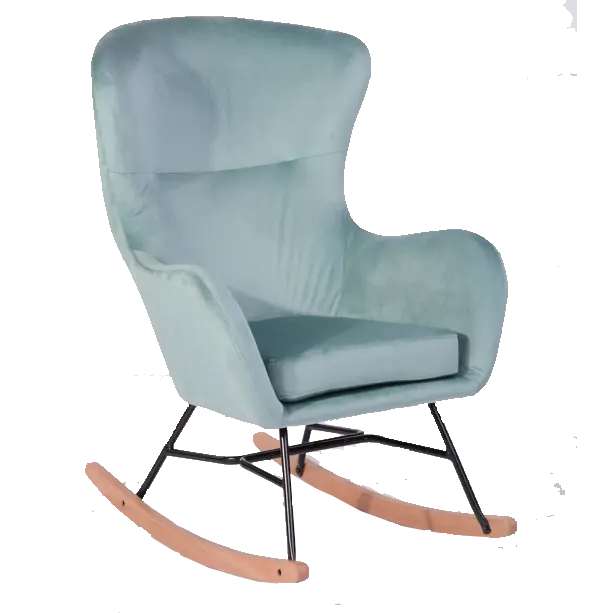 Высококачественное кресло-качалка для отдыха в гостиной с деревянными ножками из бархатной ткани