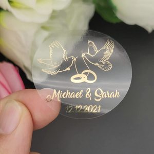 Şeffaf etiket baskı yapıştırıcı etiket özel Pvc şeffaf yuvarlak su geçirmez çıkartmalar altın folyo Logo etiketleri - Product Image 6