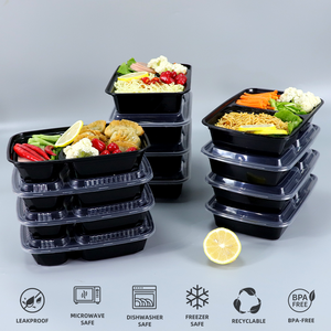 <strong>Rectangular</strong> 2 Compartment 820ml 950ml Good Toughness Student Bento <strong>Different</strong> <strong>Sizes</strong> Plastic Food <strong>Containers</strong> With Lids Disposable - Product Image 1