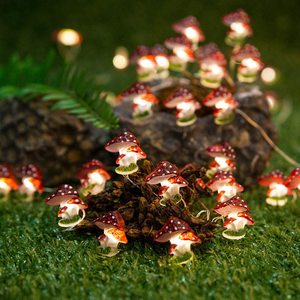 Mushroom LED String Light 10FT 30LEDs Lámparas de hadas impermeables Cadena de Navidad alimentada por batería con 8 modos para uso en exteriores