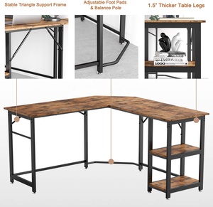 L Shaped <strong>Computer</strong> Desk, Corner Office Desk Writing Study Table with Storage Shelves, Multi-Usage Large Long Home Office Desk Ga - Product Image 5
