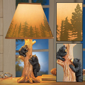 Reçine yatak odası için lamba rustik tırmanma ayı aile Northwoods reçine hayvan masa lambası