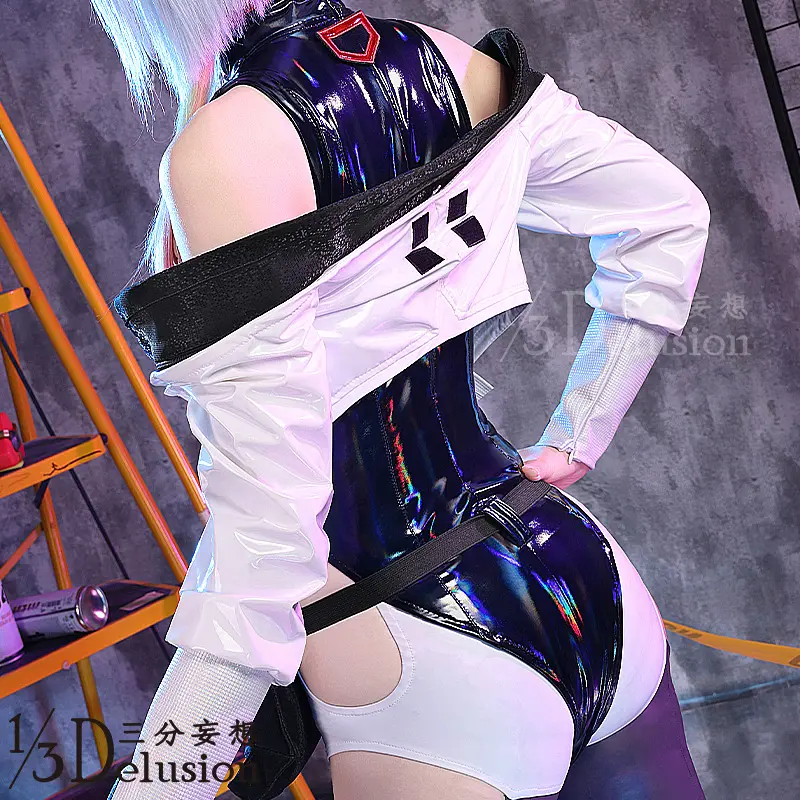 Oyun Cyberpunk Lucy kostüm Cosplay Anime Edgerunners seksi kadınlar Bodysuit tulum Lucy peruk rol oynamak üniforma cadılar bayramı giysileri