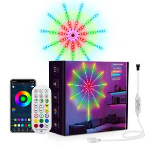 Christmas Party Holiday Remote Control 5V USB RGBIC Firework Smart Running Music Sync <strong>Led</strong> Strip Light for Wall - Product Image 1