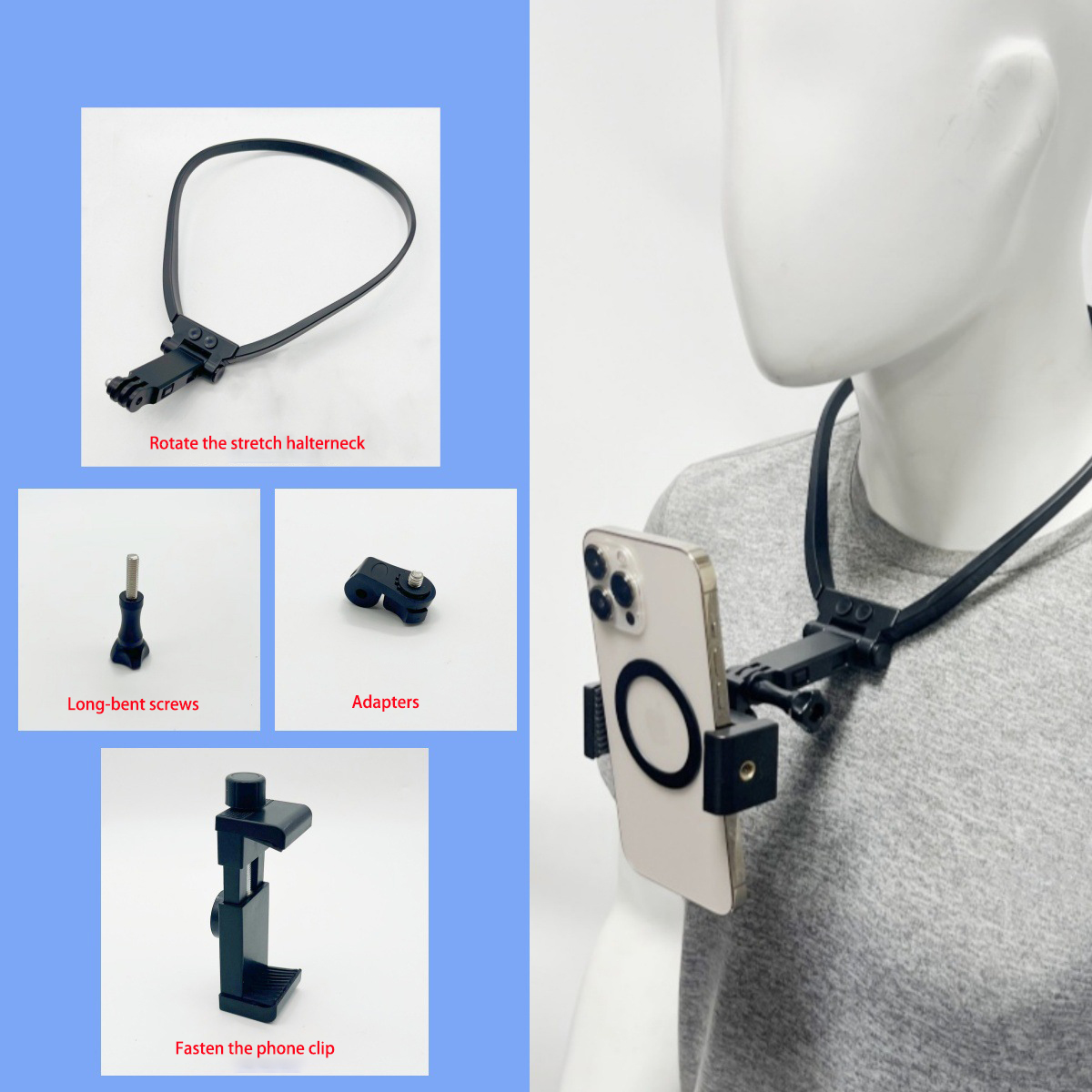 Black - Halterneck + fastening phone clip