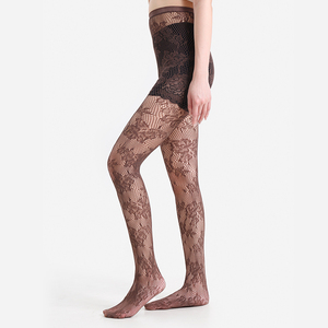 Ingrosso custom vita alta a rete a rete fantasia a fiori calze di pizzo opache Design del cliente - Product Image 4