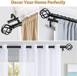 Sang trọng telescoping Xếp Nếp thanh 1 inch đôi thanh rèm, đen nặng thanh rèm cho Windows, xoắn lồng finials - Product Image 4