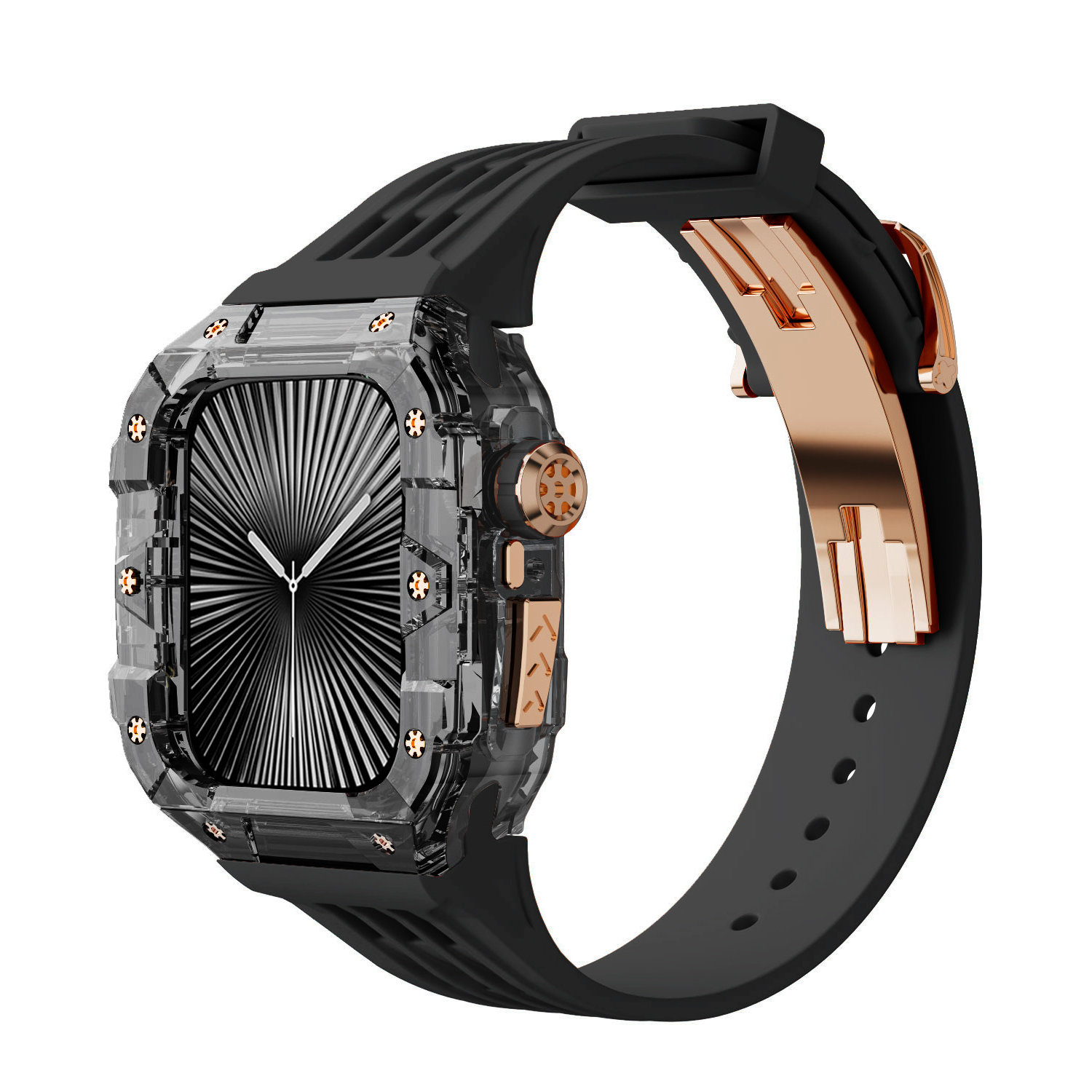 (Transparent Black)(Rose Gold Button) Black
