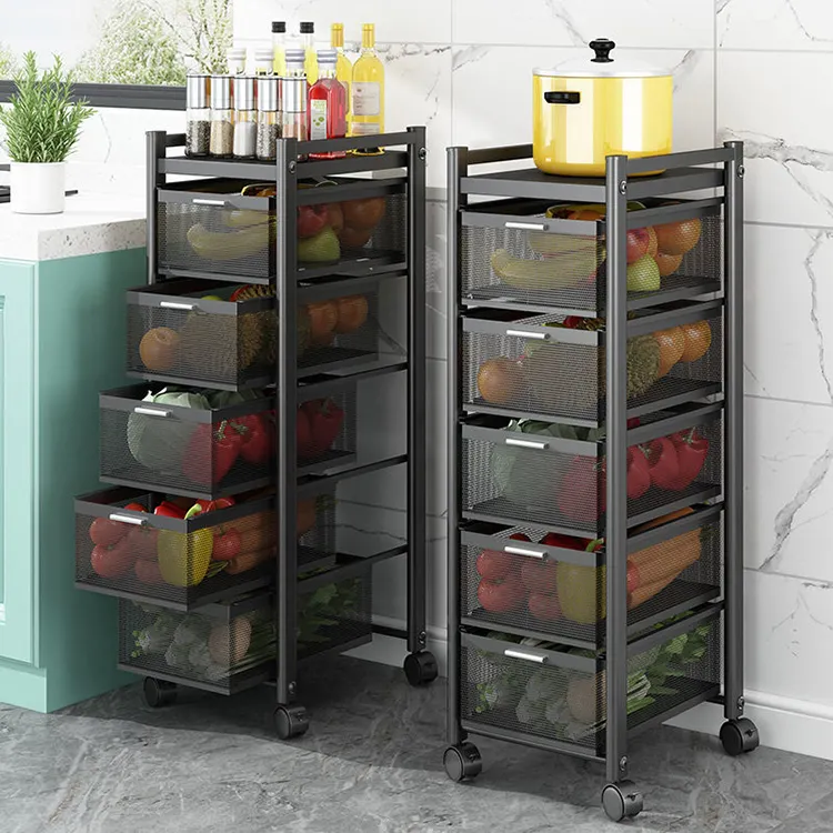 Estantes móviles para cajón de cocina, estante extraíble para almacenamiento de frutas y verduras, con carrito para casa, para sala de estar