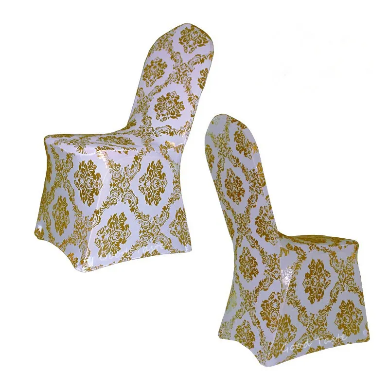 Party Themes Gold Chair Cover Pattern Wedding Metallic Gold Spandex Sequin Chair Cover
