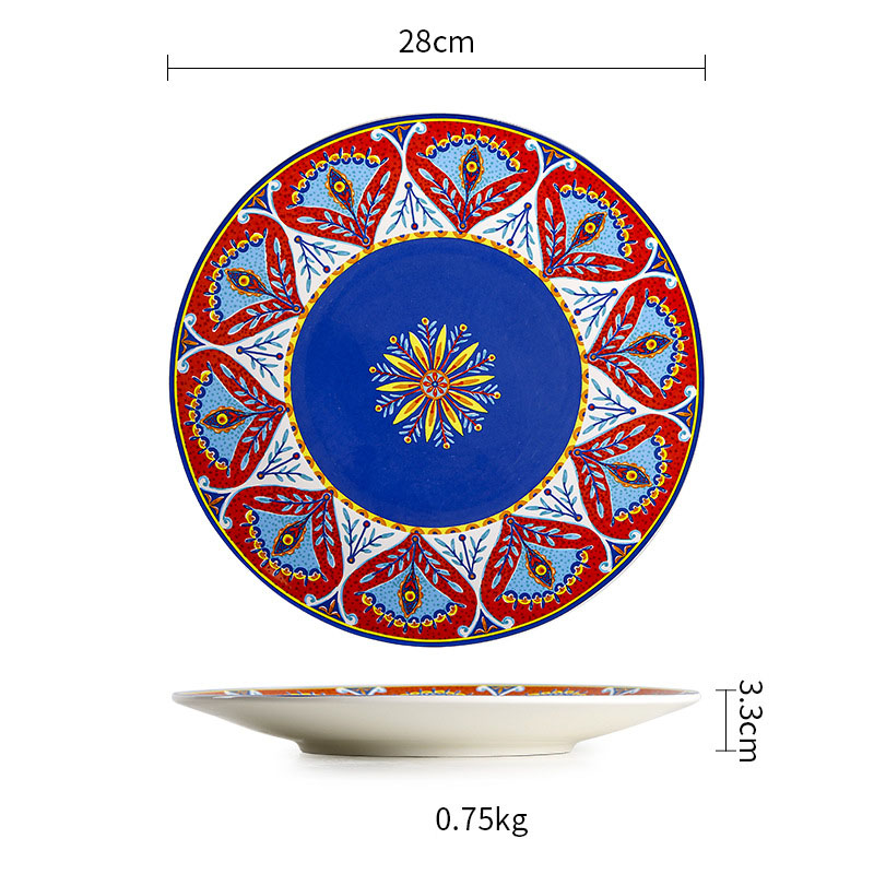 Assiette bleue de 11 pouces