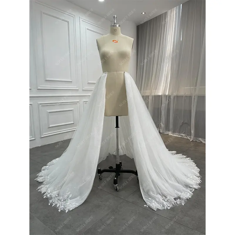 Gonna staccabile da sposa in Tulle glitterato di lusso con perline in pizzo con paillettes Applique Puffy Tulle abito da sposa rimovibile con gonna