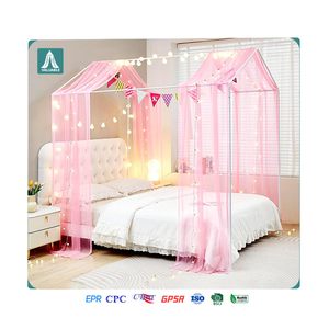 Best <strong>Selling</strong> 100% Polyester Silk Mosquito <strong>Netting</strong> Princess Bed Canopy for Adults Folded Design Three-Sided Opening for Summer - Product Image 1