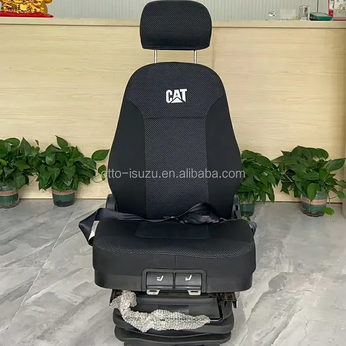 OTTO Respaldo plegable Excavadora Asiento Tractor Asiento Cargador Asiento PVC con reposabrazos Reposacabezas