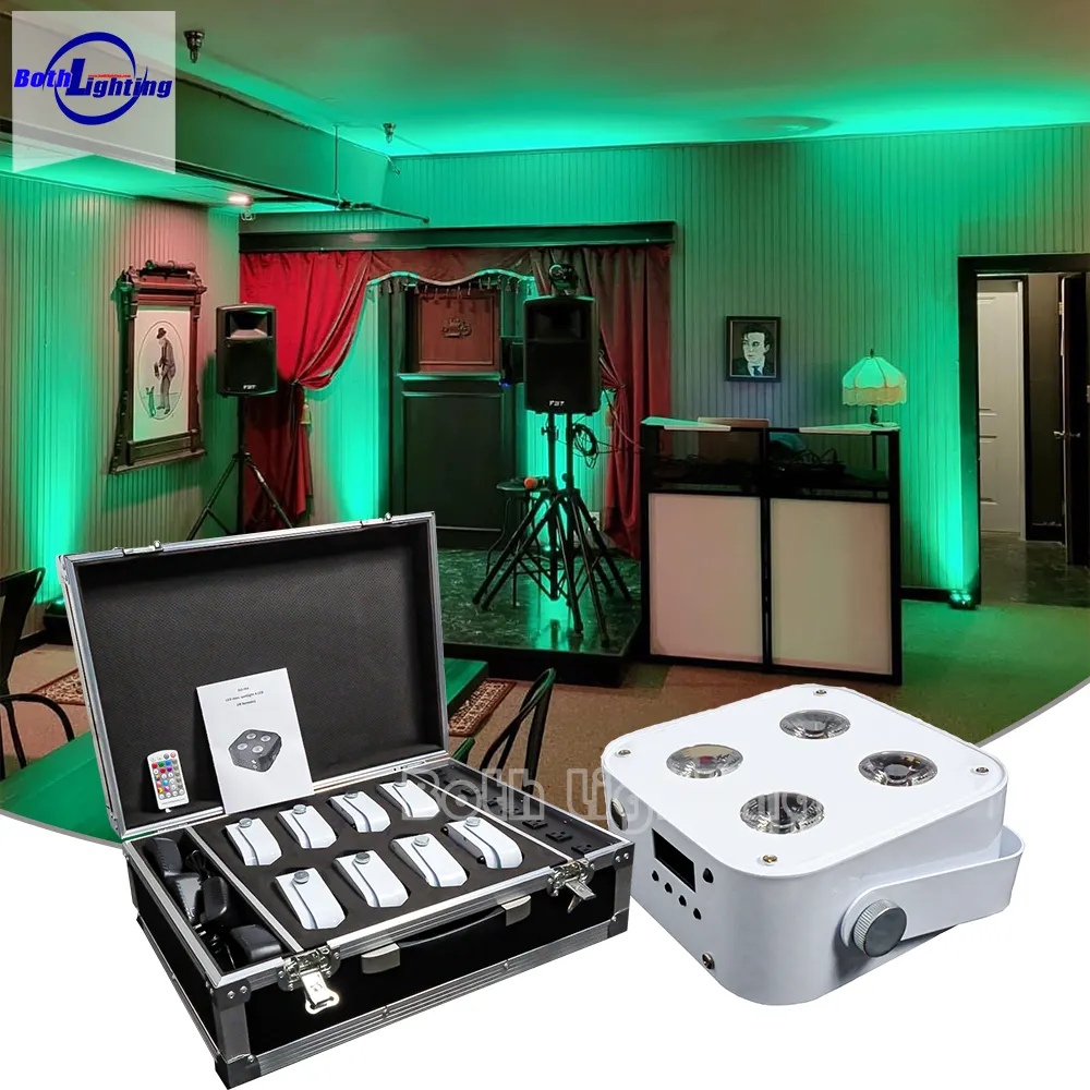 Novo produto Mini uplight para DJs de casamento luz de eventos liberdade par 4led remoto sem fio alimentado por bateria uplights