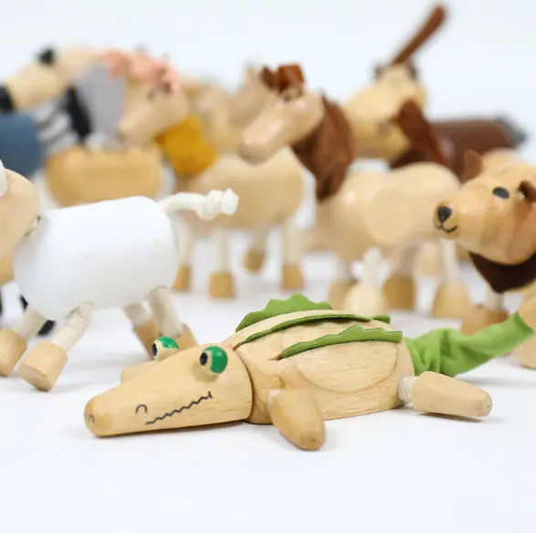 Jouet en bois pour enfants, modèle d'animaux sauvages, poupée, jeu décoré à la main