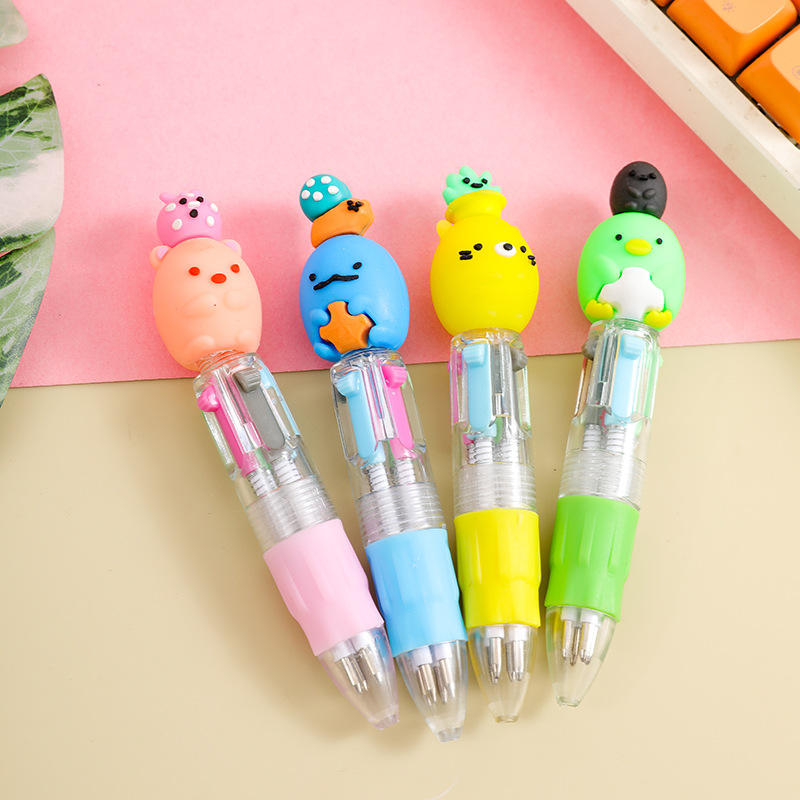 ปากกาลูกลื่นสี่สีขนาดเล็กแบบ0.7ไฝเมาส์