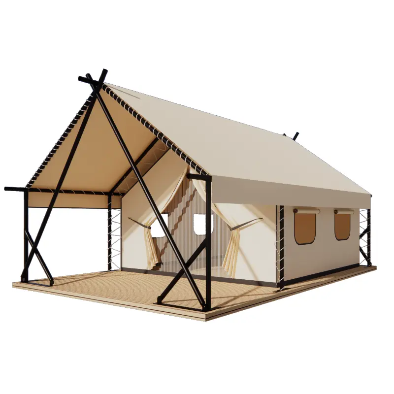 Venta caliente Muye estilo europeo 5m por 7m PVC lona Safari tienda de campaña al aire libre tienda de campaña de lujo Hotel Glamping casa para la venta