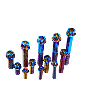 1pcs钛螺栓M6 <span class=keywords><strong>M8</strong></span> M10梅花头法兰螺钉摩托车制动器摩托车转换螺钉烧蓝色长度 = 15毫米 ~ 90毫米