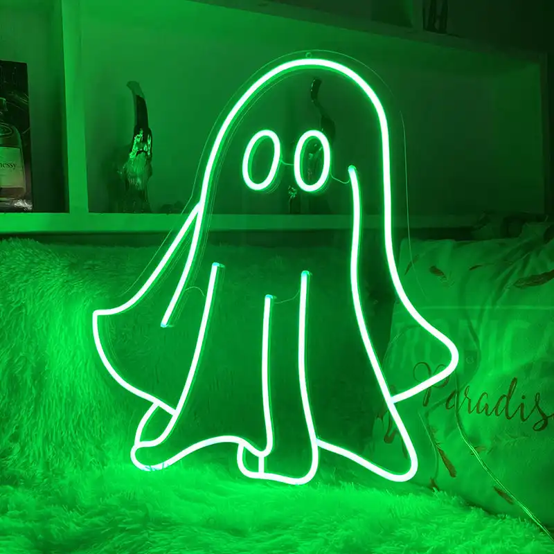 Halloween kustom labu lampu neon tanda grosir memungkinkan pesta tanda neon untuk pesta halloween neon