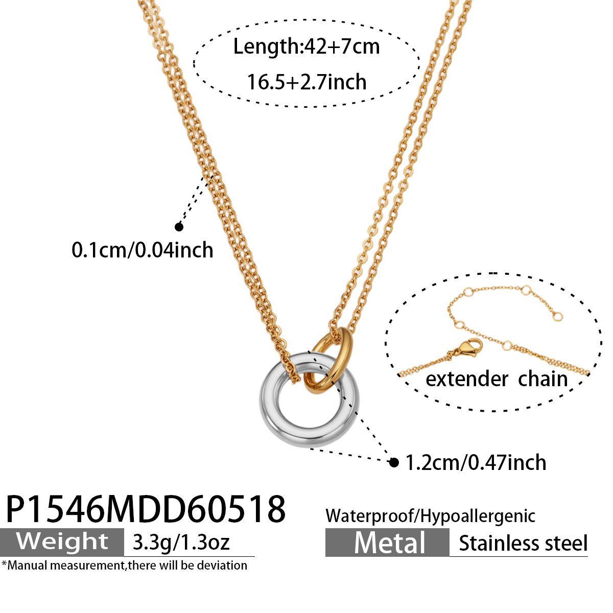 P1546- Collier Mosaïque en Acier Doré -