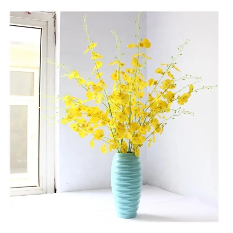 105cm hot sale artificial flower small silk yellow butterfly phalaenopsis orchid for wedding home decoration