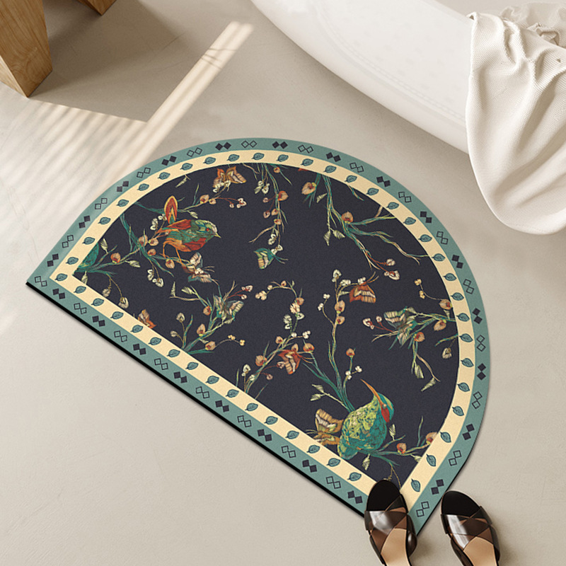 Demi-cercle vintage de fleurs et d'oiseaux