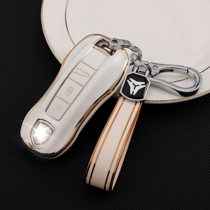 Premium yumuşak TPU araba anahtarı durum kapak aksesuar kabuk Porsche için 718 Cayenne Paramela 911 ile anahtarlıklar çanta anahtarlığı - Product Image 3