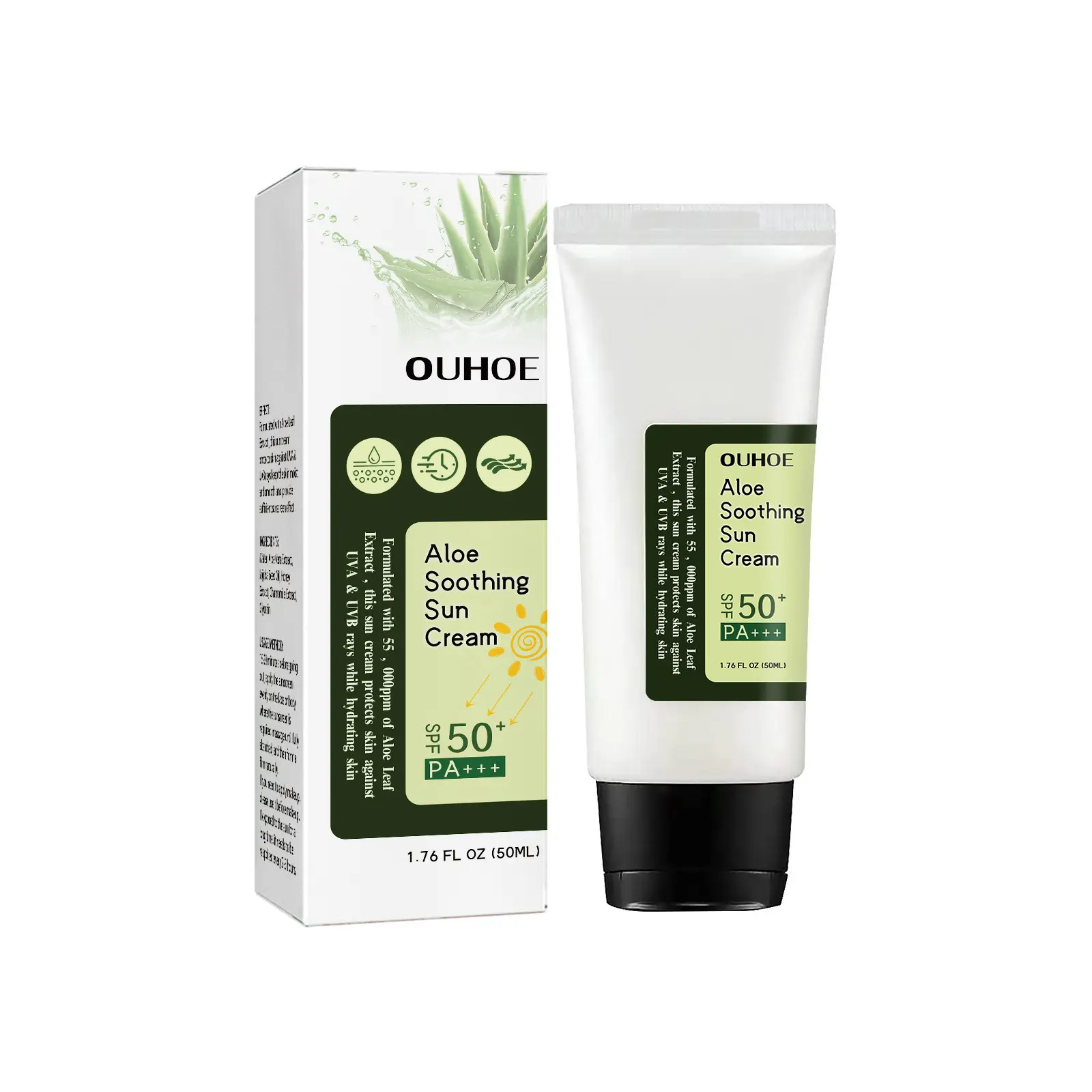 50ml Aloe soothing Vera Sunscreen Lotion Spf50 Anti UV Sun Screen Cream Skin Hydrating Sunscreen Care Natural Aloe Leaf Extract