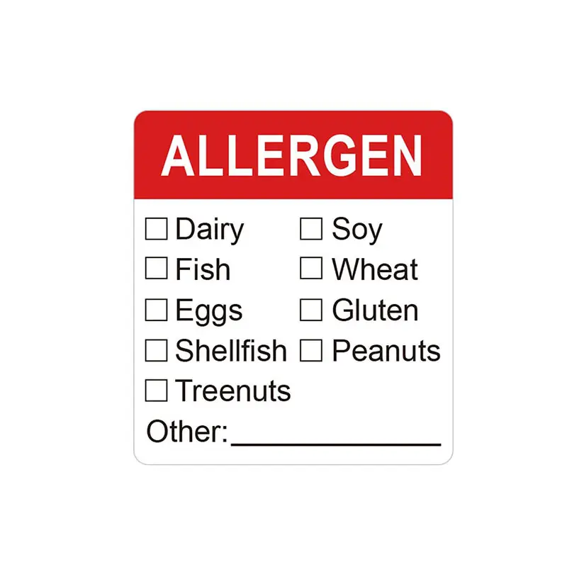 Autocollant d'avertissement d'allergie rouge fluorescent étiquettes de Rotation alimentaire autocollants adhésifs d'allergies pour les épiceries emballage alimentaire enfants