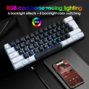 Juego con cable de 61 teclas Mini RGB Teclado luminoso Sensación mecánica de la mano Oficina de negocios Teclado de computadora pequeño portátil - Product Image 5
