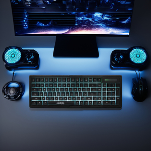 Multimedia <strong>Function</strong> 101-Key Wired <strong>Keyboard</strong> with Blue Lighting Black ABS USB <strong>Computer</strong> Gaming Accessories