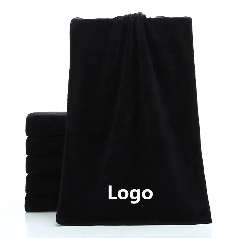 Toalla de microfibra para peluquería, toallas negras de microfibra con logo, para salón de belleza y spa