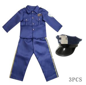 热万圣节儿童角色扮演套装书籍日装扮军官角色扮演制服职业服装警长服装带徽章