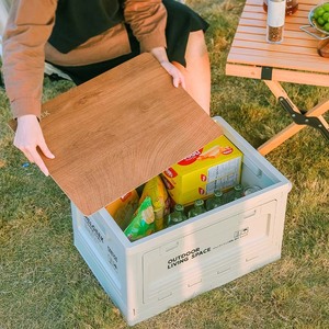 Susam ahşap kapak şeffaf plastik saklama kabı araba bagaj yükleme için açık kamp balıkçılık piknik gıda konteyner katlanabilir eşya kutuları - Product Image 4