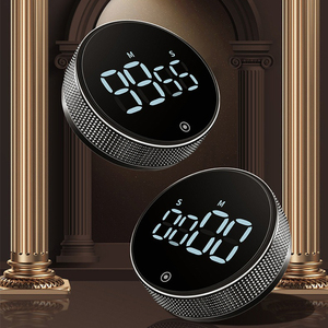 Timer da cucina rotondi grande Display a LED girevole Count Down up magnetico da cucina batteria digitale nera Timer per magnetismo visivo - Product Image 1