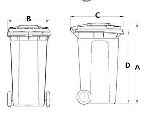 Yüksek kaliteli dayanıklı 240L120L100L plastik çöp kutusu düşük maliyetli çevre koruma sanitasyon Bin