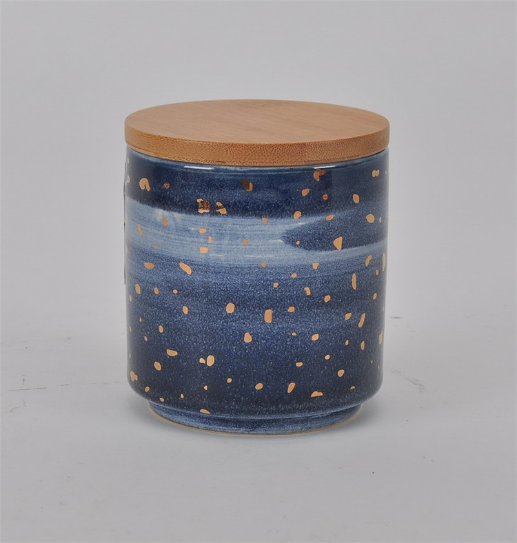Space Star luxury home decoration candlestick ceramic cylinder candle holder with lid