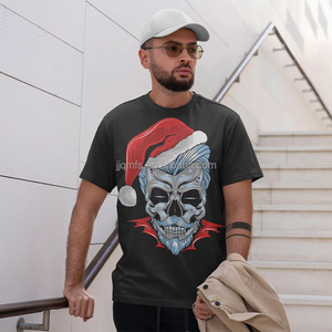 Patrón impreso de Navidad Fabricantes de ropa de manga corta Top de calavera informal para hombres y mujeres Ropa de estilo callejero
