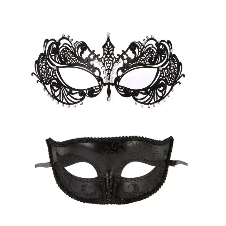 Casal Masquerade Máscaras De Metal Venetian Halloween Costume Mardi Gras Máscara Set Cosplay Party Ball Casamento Prom Teatral Máscaras