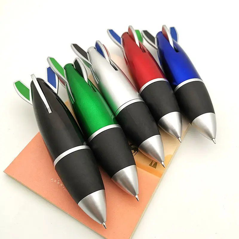 크리 에이 티브 4 코어 리필 여러 잉크 펜 고무 그립 우주 로켓 셔틀 펜