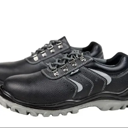 Giày an toàn da bò nổi màu đen bền với tính năng chống đâm thủng để bảo vệ an ninh