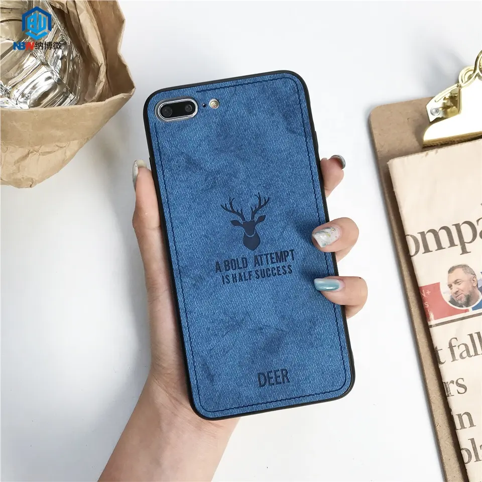 Fashion Christmas Elk 3D Embossing Deer Print Fabric Cloth Mobile Leather Phone Case For IPhone 11 Pro Max