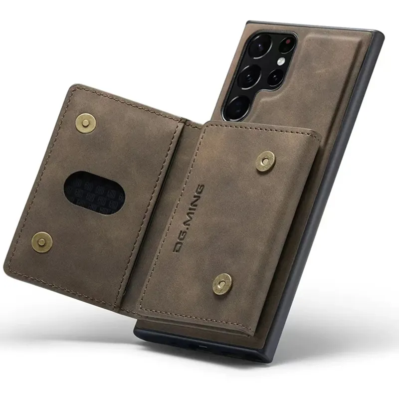 جراب هاتف محمول 2 في 1 مع حامل بطاقات مغناطيسي قابل للفصل جراب هاتف من الجلد لهواتف Samsung A55 S22 Plus S23Fe A53 A34 S24 Ultra A73 A24